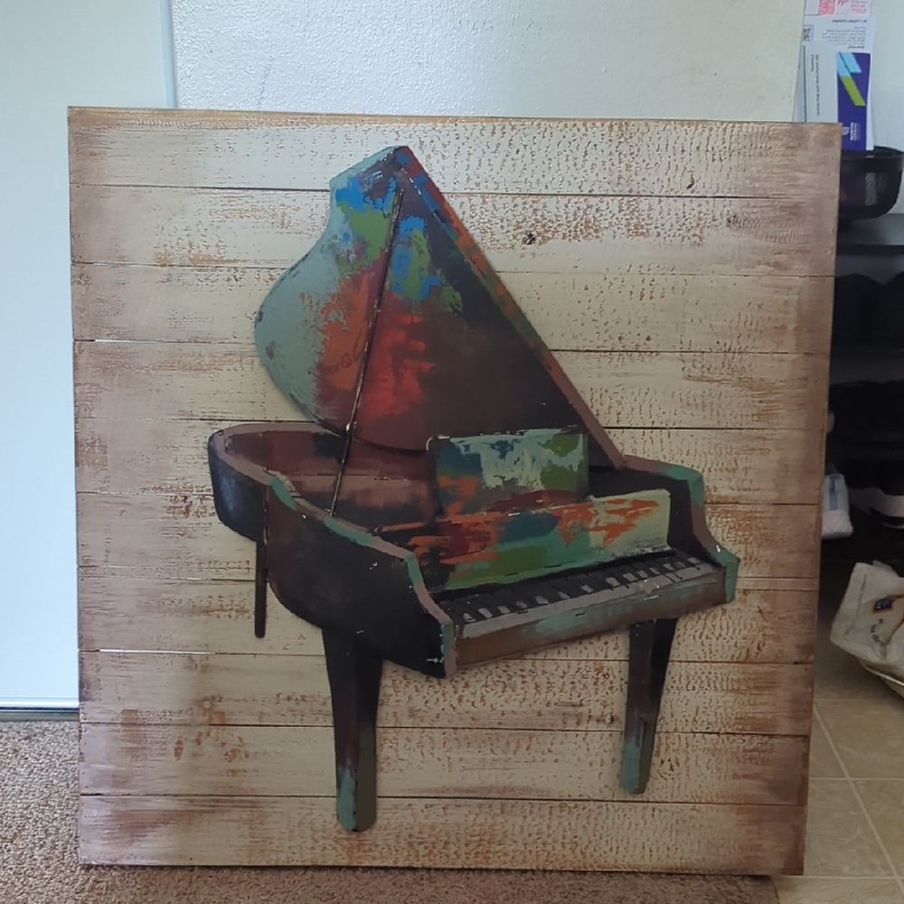 Rustic Multicolor Piano Canvas Art